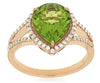 LARGE 3.60CT DIAMOND & AAA PERIDOT 14KT ROSE GOLD 3D PEAR SHAPE & ROUND FUN RING