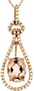 ESTATE 1.22CT DIAMOND & AAA MORGANITE 14KT ROSE GOLD TEAR DROP FLOATING PENDANT