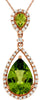 2.45CT DIAMOND & AAA PERIDOT 14KT ROSE GOLD PEAR SHAPE & ROUND FLOATING PENDANT