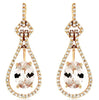 1.74CT DIAMOND & AAA MORGANITE 14KT ROSE GOLD 3D OVAL TEAR DROP HANGING EARRINGS