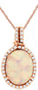 ESTATE 1.87CT DIAMOND & AAA OPAL 14K ROSE GOLD OVAL & ROUND HALO CLASSIC PENDANT