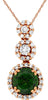 1.29CT DIAMOND & AAA GREEN GARNET 14KT ROSE GOLD ROUND FLORAL FLOATING PENDANT