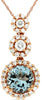 1.04CT DIAMOND & AAA AQUAMARINE 14K ROSE GOLD 3D HALO JOURNEY FLOATING PENDANT