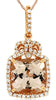 2.20CT DIAMOND & AAA MORGANITE 14K ROSE GOLD 3D CUSHION & ROUND FLOATING PENDANT