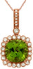 LARGE 3.67CT DIAMOND & AAA PERIDOT 14KT ROSE GOLD CUSHION & ROUND FLOWER PENDANT