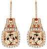 4.70CT DIAMOND & AAA MORGANITE 14KT ROSE GOLD CUSHION & ROUND HANGING EARRINGS