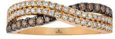 .71CT WHITE & CHOCOLATE FANCY DIAMOND 14KT ROSE GOLD CRISS CROSS INFINITY RING