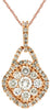 ESTATE .83CT DIAMOND 14KT ROSE GOLD 3D FLOWER CLUSTER SQUARE FLOATING PENDANT