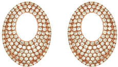 ESTATE .7CT DIAMOND 14KT ROSE GOLD 3D CLASSIC MULTI ROW OVAL STUD EARRINGS