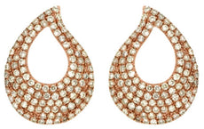 ESTATE .65CT DIAMOND 14KT ROSE GOLD 3D CLASSIC OPEN TEAR DROP HANGING EARRINGS
