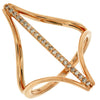 ESTATE LARGE .12CT DIAMOND 14KT ROSE GOLD 3D CLASSIC DOUBLE V BAR FUN RING