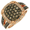 LARGE 1.31CT WHITE & CHOCOLATE FANCY DIAMOND 14KT ROSE GOLD CLUSTER SQUARE RING