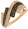 .57CT WHITE & CHOCOLATE FANCY DIAMOND 14KT ROSE GOLD MULTI ROW CRISS CROSS RING