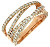 ESTATE WIDE .80CT DIAMOND 14KT ROSE GOLD 3D MULTI ROW CRISS CROSS FUN LOVE RING