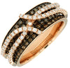 WIDE 1.32CT WHITE & MOCHA DIAMOND 14KT ROSE GOLD MULTI ROW CRISS CROSS LOVE RING