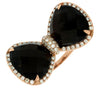 ESTATE 9.60CT DIAMOND & AAA SMOKY TOPAZ 14KT ROSE GOLD 3D BOW FUN RING