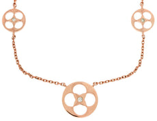 .03CT DIAMOND 14KT ROSE GOLD ROUND FLOWER STAR ETOILE BY THE YARD LOVE NECKLACE