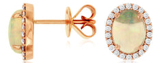 ESTATE 2.08CT DIAMOND 14KT ROSE GOLD 3D OVAL & ROUND CLASSIC HALO STUD EARRINGS