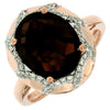LARGE 3.55CT DIAMOND & AAA SMOKY TOPAZ 14KT ROSE GOLD OVAL & ROUND FLOWER RING