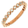 ESTATE .17CT DIAMOND 14KT ROSE GOLD ROUND BEZEL SEMI ETERNITY ANNIVERSARY RING