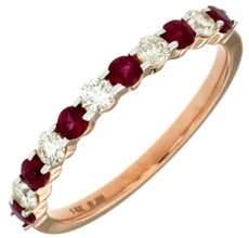 .80CT DIAMOND & AAA RUBY 14KT ROSE GOLD 3D ROUND CLASSIC SEMI ETERNITY FUN RING