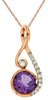 .83CT DIAMOND & AAA AMETHYST 14K ROSE GOLD TEAR DROP MUSIC NOTE FLOATING PENDANT