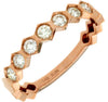 ESTATE .42CT DIAMOND 14KT ROSE GOLD 3D 7 STONE BEZEL HEXAGON ANNIVERSARY RING