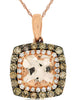 1.23CT WHITE & MOCHA DIAMOND & AAA MORGANITE 14KT ROSE GOLD 3D FLOATING PENDANT