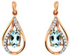 .95CT DIAMOND & AAA AQUAMARINE 14KT ROSE GOLD 3D OVAL TEAR DROP HANGING EARRINGS