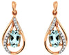 .95CT DIAMOND & AAA AQUAMARINE 14KT ROSE GOLD 3D OVAL TEAR DROP HANGING EARRINGS