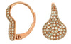 .70CT DIAMOND 14KT ROSE GOLD 3D CLUSTER SIDEWAYS OVAL LEVERBACK HANGING EARRINGS