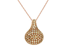 .45CT MULTI COLOR DIAMOND 14KT ROSE GOLD 3D OVAL PAVE TEAR DROP FLOATING PENDANT