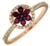 ESTATE .5CT DIAMOND & AAA RUBY 14KT ROSE GOLD 3D CLASSIC FLOWER HALO FUN RING