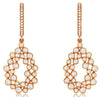 1.07CT DIAMOND 14K ROSE GOLD ROUND BEZEL OPEN TEAR DROP CLUSTER HANGING EARRINGS
