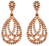 .50CT DIAMOND 14KT ROSE GOLD 3D CLASSIC MULTI ROW TEAR DROP HANGING EARRINGS