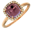 1.70CT DIAMOND & AAA CABOCHON AMETHYST 14KT ROSE GOLD 3D SQUARE & ROUND FUN RING