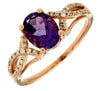 1.34CT DIAMOND & AAA AMETHYST 14KT ROSE GOLD 3D OVAL & ROUND INFINITY LOVE RING