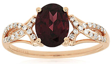 1.64CT DIAMOND & AAA RHODOLITE 14KT ROSE GOLD OVAL & ROUND INFINITY PROMISE RING