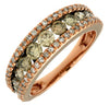 ESTATE 1.20CT WHITE & MOCHA DIAMOND 14K ROSE GOLD 3 ROW CHANNEL ANNIVERSARY RING