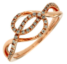 ESTATE .20CT DIAMOND 14KT ROSE GOLD 3D CLASSIC LOVE KNOT FUN RING