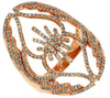 ESTATE LARGE .88CT DIAMOND 14KT ROSE GOLD DOUBLE HEART OPEN FILIGREE LOVE RING