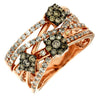 1.0CT WHITE & MOCHA DIAMOND 14K ROSE GOLD 3D CRISS CROSS FLOWER ANNIVERSARY RING