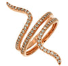 ESTATE .50CT DIAMOND 14KT ROSE GOLD 3D CLASSIC MULTI ROW SNAKE FUN RING