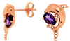 1.0CT DIAMOND & AAA AMETHYST 14KT ROSE GOLD OVAL HAPPY DOLPHIN HANGING EARRINGS