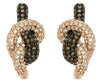 1.42CT WHITE & CHOCOLATE FANCY DIAMOND 14KT ROSE GOLD LOVE KNOT HANGING EARRINGS