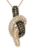 .90CT WHITE & CHOCOLATE FANCY DIAMOND 14KT ROSE GOLD LOVE KNOT FLOATING PENDANT