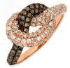 ESTATE .90CT WHITE & CHOCOLATE FANCY DIAMOND 14KT ROSE GOLD LOVE KNOT FUN RING