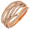 ESTATE WIDE .82CT DIAMOND 14KT ROSE GOLD MULTI ROW CRISS CROSS ANNIVERSARY RING