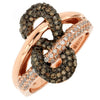 ESTATE WIDE .84CT WHITE & MOCHA DIAMOND 14KT ROSE GOLD CRISS CROSS INFINITY RING