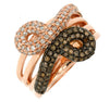 WIDE .90CT WHITE & MOCHA DIAMOND 14K ROSE GOLD 3D CRISS CROSS INFINITY LOVE RING